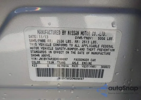 2014 Infiniti Q50 z USA, uszkodzony, nr VIN JN1BV7AR2EM699697